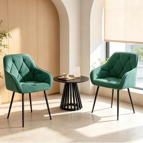 Chaise de salle à manger 45,5x45x83,5 cm en velours turquoise, moderne, lot de 2 FloraGrace (1/5)