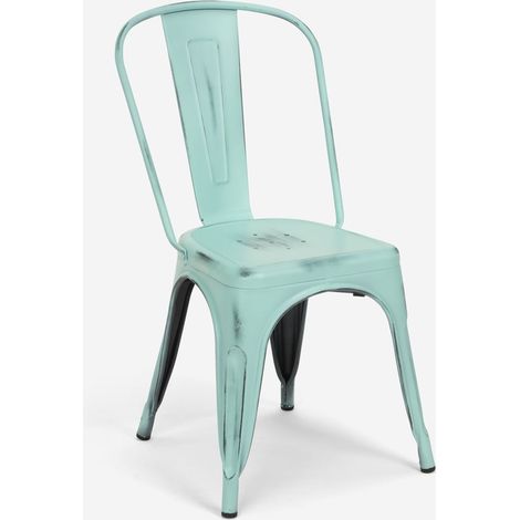 20 sillas diseño industrial metal vintage shabby chic estilo steel old - Azul (1/5)