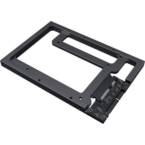 Kit de support de montage métallique pour SSD/HDD, permettant de convertir un disque dur/SSD 2,5" en support 3,5" noir (1/4)