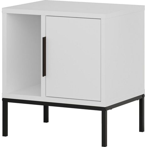 Table de chevet en bois "Glynn" - 45 x 35 x 50 cm - Blanc