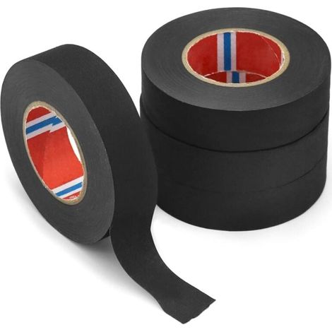 4 Pièces Scotch Tissu de Voiture, Ruban Chiffon de Voiture, Ruban Adhésif Isolant électrique Imperméable Haute Température pour Harnais de Cablage Voiture Moto, 19 mm x 20 M (1/4)