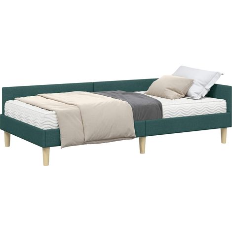 Maison Exclusive - Cadre de lit d'angle avec matelas avec matelas 2 pcs Vert tissu