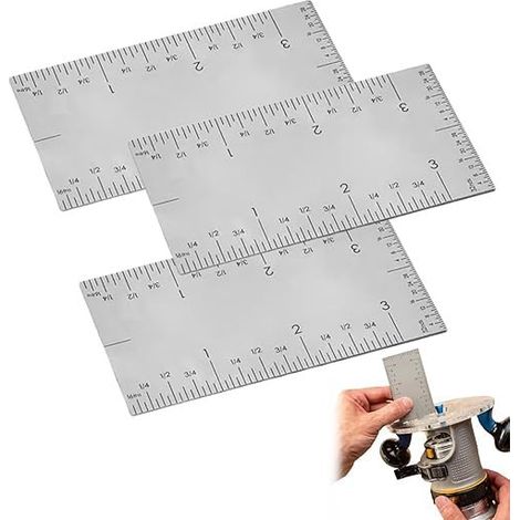 Quadratisches Lineal, robustes Präzisionslineal aus Edelstahl, Kantenlineal aus Edelstahl für Holzbearbeiter, für gut lesbare Markierungswerkzeuge (3 Stück) (1/5)