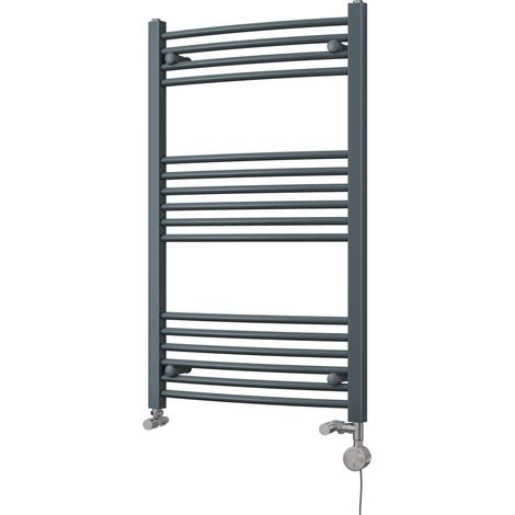 Zennor - Anthracite Dual Fuel Towel Rail H1000mm x W600mm Thermostatic - Curved (1/3)