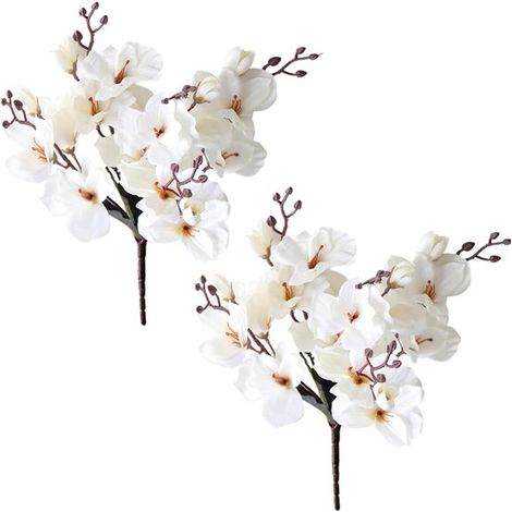 Bouquet de magnolias artificiels en soie, 43 cm, 5 tiges, fleurs réalistes sans entretien, pour décoration intérieure, printemps et compositions DIY (1/5)