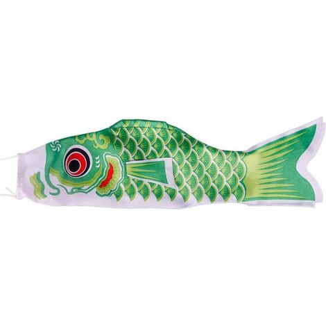 1 Manche à air, Carpe japonaise, Satin, 40 cm, Vert, Décoration jardin, Cour, Fête (1/4)