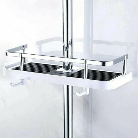 Étagère de douche murale réglable en ABS – Installation sans perçage – Dimensions 270mm x 116mm x 50mm – Support pour produits de toilette - 270mmx116mmx50mm (1/4)