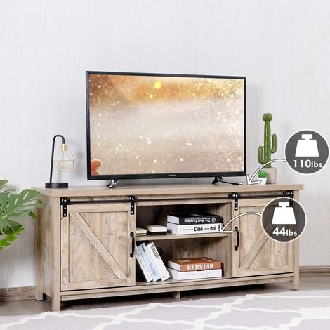 Modern TV Cabinet for 60-Inch TV Wooden Media Storage Shelves Organizer Stand (1/5)