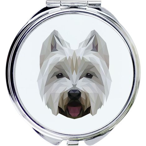West Highland White Terrier, Westie - specchio con foto e iscrizione geometrica di Art-Dog (1/3)