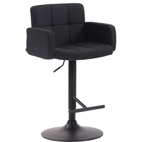 Sgabello da bar x1 con braccioli e comodo schienale in tessuto nero piedini nero opaco TDB10787