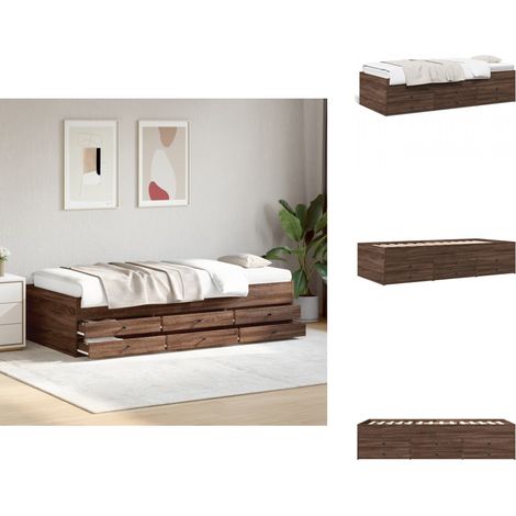 Lit de jour avec tiroirs sans matelas chêne marron 75x190 cm - Lit Deux Places - Canapé Lit - Meuble Multifonctionnel - Rangements Intégrés - Tiroir Coulissant (1/5)