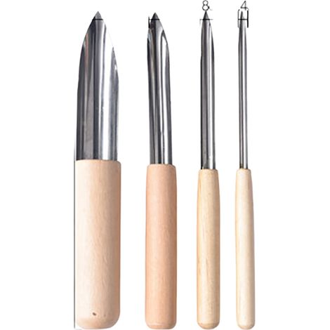 Ensemble de 4 coupe-trou demi-rond, outils en céramique de poterie, manche en bois, couteau de poinçonnage en argile polymère, outils de Sculpture en poterie