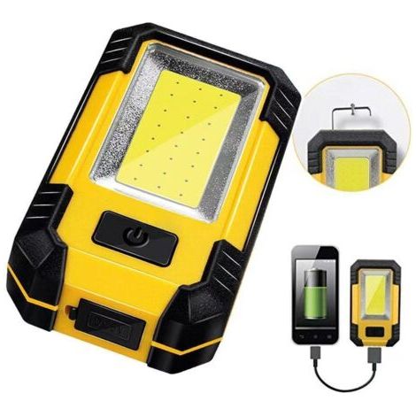 Lampe de Travail LED Rechargeable Lampe COB Mecanique Lampe d'Inspection pour Voiture, Réparation Automobile,Garage, Camping,D'urgence, etc (Jaune 1 pièce) (1/5)