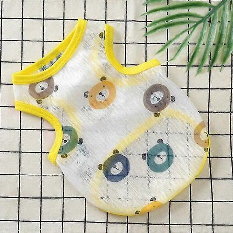 Chaleco de algodón para mascotas, chaleco de protección solar de verano, chaleco fresco y transpirable para perros, camiseta con estampado bonito para cachorros, para perros pequeños y medianos, oso. (1/5)