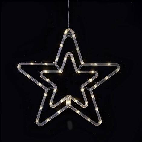 HIGH-TECH STELLA NATALIZIA 42 LED CM.36 X 34 A BATTERIA LUCI CALDE (1/2)