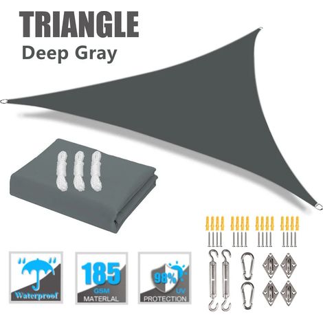 (Gris foncé, accessoires de montage inclus, 3 x 3 x 3 m) Store extérieur imperméable, protection UV à 98 % (1/5)
