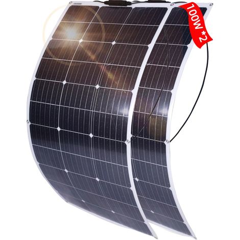 Panneau Solaire Flexible, Module Monocristallin, Capacité de Puissance de 100W, PET100W 2PCS (1/2)