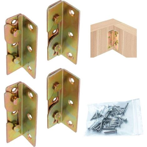 Supports de Fixation Robuste pour Rail de Lit Equerre Metal Connecteurs Raccord pour Projet de Cadre de Lit Chromé Jaune Lot de 4 (1/4)