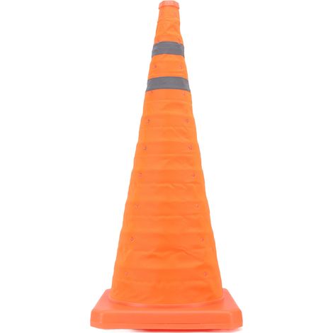 Cône de signalisation pliable avec 2 bandes réfléchissantes, multifonctionnel, pour la pratique de la conduite automobile et le stationnement sur route. (1/5)