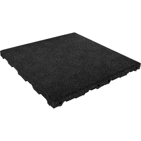 Baldosa de caucho de 45 mm - 50 x 50 cm - Negra - 2 piezas - 0,5 m² (1/2)