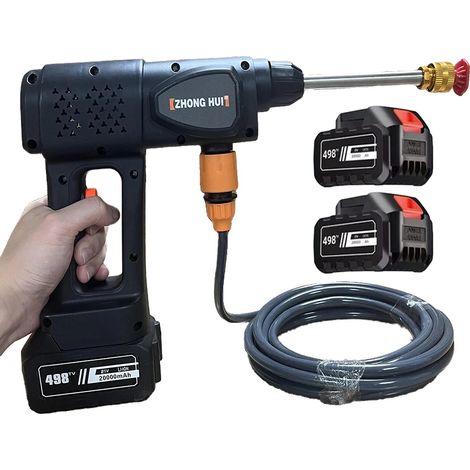 Pistolet à eau haute pression, sans fil, spray réglable, Ensemble de deux batteries, Alimenté par batterie (1/5)