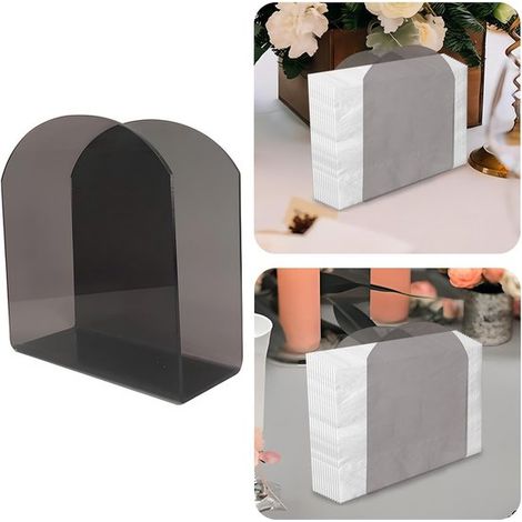 Servilletero de acrílico para mesa de cocina, caja de pañuelos transparente en forma de U, estante cuadrado para toallas (gris transparente) (1/5)