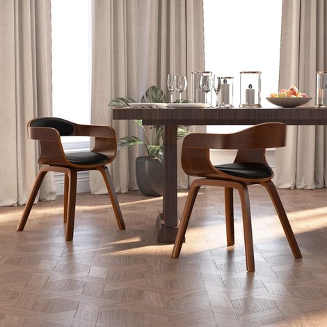 Lot de 2 Chaises de salle à manger - Chaises à dîner Noir Bois courbé et similicuir BV127000 - BonneVie (1/5)
