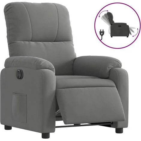 Fauteuil inclinable électrique gris foncé, en tissu microfibre. (1/5)
