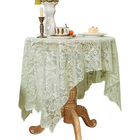 Nappe élégante en dentelle, délicatement découpée, en polyester de qualité supérieure, vert clair, idéale pour les banquets, les fêtes et la décoration intérieure. (1/5)