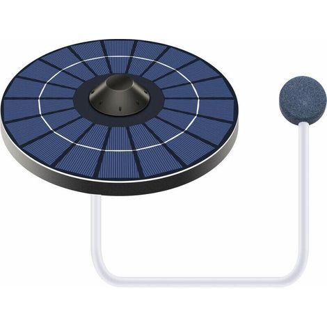 Pompe solaire à oxygène pour bassin avec pierre à bulles et source d'air, oxygénateur de bassin à poissons, fontaine à oiseaux, aérateur étang, kit 5 pièces, pour décoration aquatique extérieure. (1/5)