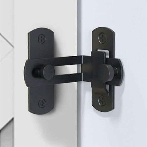 Verrou de porte à angle droit à 90 degrés, boucle de verrouillage, verrou de porte et de fenêtre, verrou de porte coulissante (noir) (1/4)