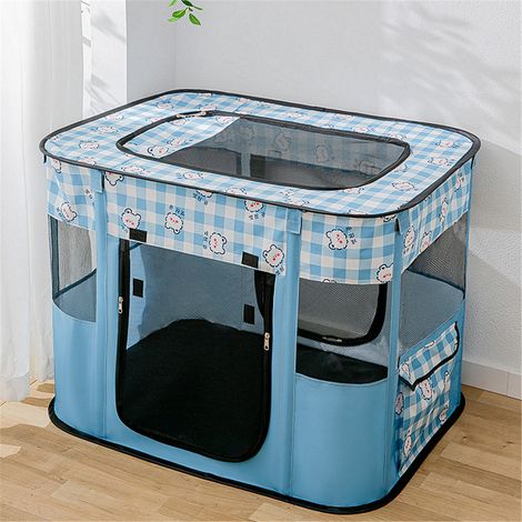 Tapis de jeu portable pour chien et chat, enclos pliable avec tente et cage, idéal pour petits animaux (chien, chat, lapin), usage intérieur extérieur voyage camping, étui de transport offert, Oxford (1/5)