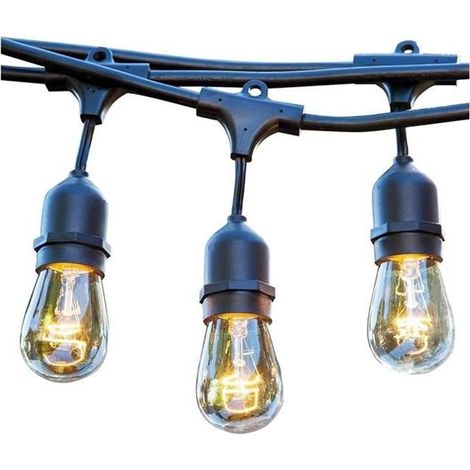 10 ampoules guirlande lumineuse, style vintage avec douilles E27, filaments chauds, 6 m, pour extérieur et décoration événementielle