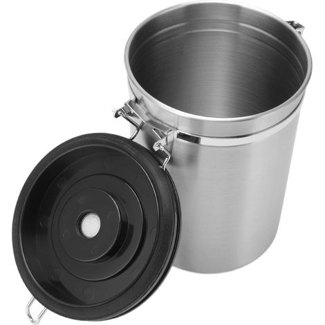 Bocal de conservation hermétique pour café 1,8L inox 304 avec cuillère, vanne d'évent, récipient fraîcheur café couleur naturelle. (1/5)