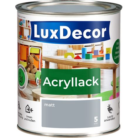 LUXDECOR Acryllack Holzfarbe Metall und Holz Lack Buntlack Matt (05) Novemberhimmel - 0,75L