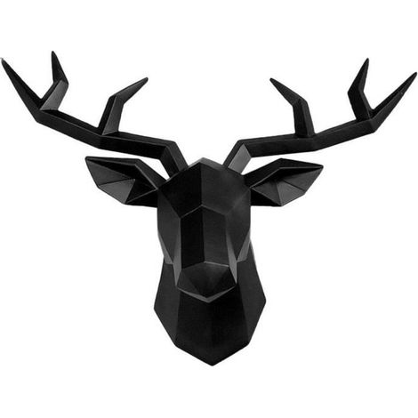 Skulptur eines Hirschkopfes aus Harz, moderne 3D-Wanddekoration, Innenornament