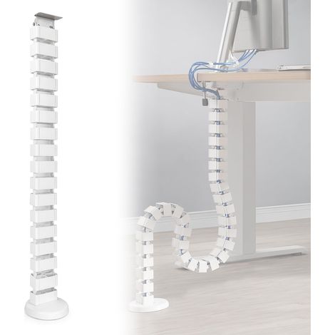 Guide-câble carré Flexible 130cm, Organisateur Rangement Fils chaîne Serpent, Accessoire Gestion câbles Bureau Hauteur Ajustable Couleur Blanc (1/5)
