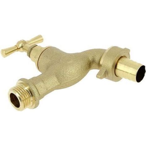 Rubinetto da giardino maschio da 1/2" con ugello in ottone grezzo da 3/4". (1/4)