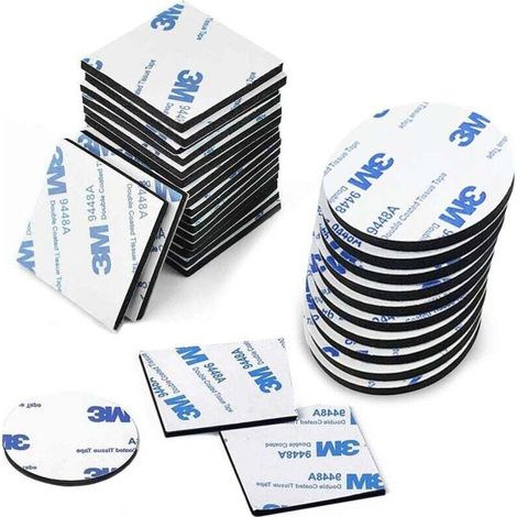 100 doppelseitige Aufkleber, Schaumstoffstreifen, selbstklebender Schaumstoff, 50 quadratische und 50 runde Aufkleber (100 Stück) – Crezuo
