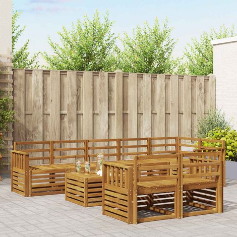 Teenpull – Outdoor-Sofagarnitur 9 Stk. Natur Polyester (1/5)