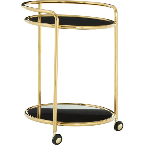Interiors by Premier Durable Round Gold Finish Trolley, Easy Mobility Of Kitchen Trolley, Simple Maintenance of Drinks Trolley (1/5)