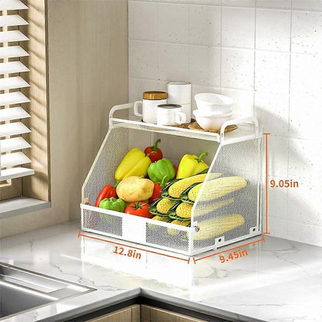 Panier à fruits suspendu pour cuisine, blanc-- (1/5)