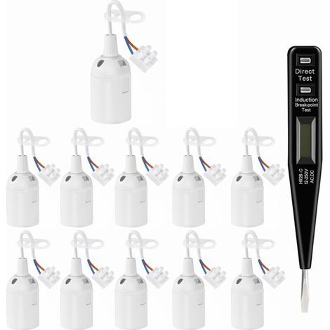 11 Stück E27 weiße Fassung, E27 Renovierungsfassung, 250V 4A Lampenfassung mit Kabel, Baustellenfassung, Bajonettadapter für LED- und Halogenlampen. (1/5)