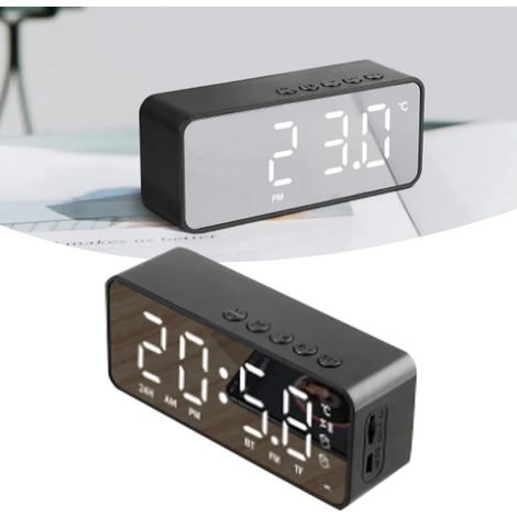 Réveil intelligent avec affichage numérique, enceinte Bluetooth 5.0 multifonctionnelle et finition miroir pour chambre à coucher (1/5)