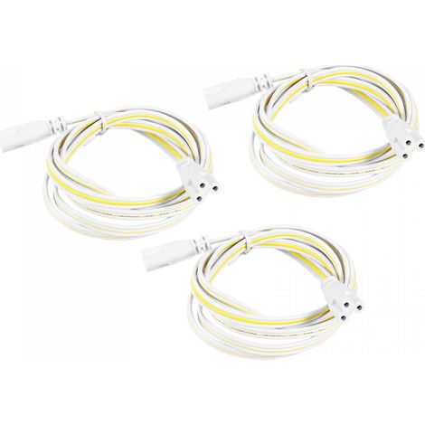 Lampe Connexion Fil pour T4 T5 T8 LED Tube, 150cm 3 Broche Double Terminal Lumiere Liaison Cordons Rallonge Câble Paquet de 3 (1/5)