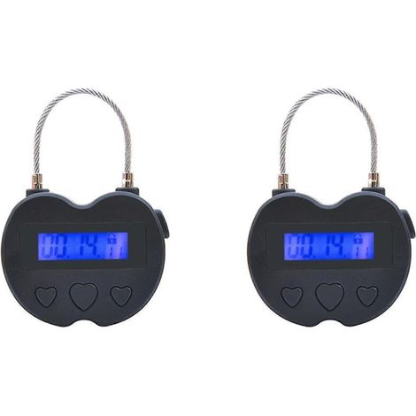 KLVGTIFS PU - 2x Cadenas électronique de voyage avec minuterie intelligente, affichage LCD, rechargeable par USB (1/5)