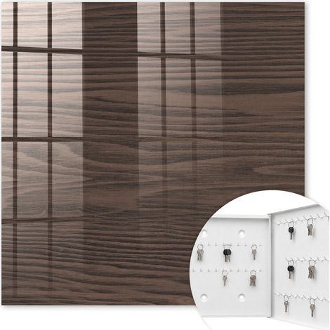 Armoire à clés - (30 cm x 30 cm) - Boîte à clés murale - Coffret de rangement pour clés - Couleur blanche - Ouverture vers la droite - Pour maison et bureau - structure en bois