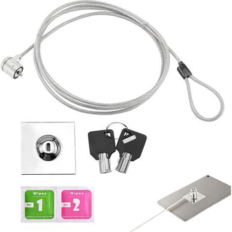Câble Antivol à Clé pour Ordinateur Portable, Tablette, Smartphone, Câble Antivol PC Portable en Acier Inoxydable avec 2 Clés, Sécurité pour Vos Appareils Électroniques (1/5)