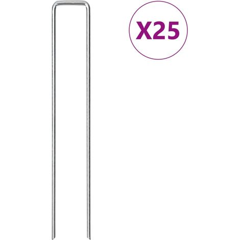 Bodenanker 25 Stk. U-Form 20x3,5 cm Verzinkter Stahl