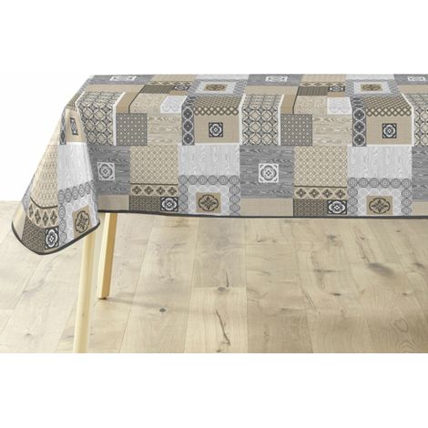 Nappe rectangle en PVC "Costa" - Beige - 140 x 240 cm - Livraison gratuite (1/3)